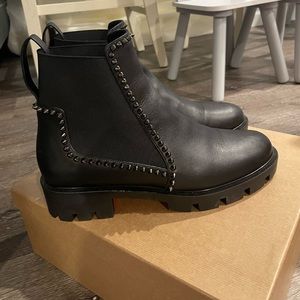 Christian Louboutin Out Luna Spike Lug-Sole Ankle Boots, Euro size 40 (US 10)